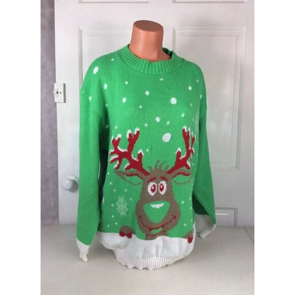 IQ Collection Sweaters - IQ Collection Ugly Christmas Sweater Reindeer Womens Medium